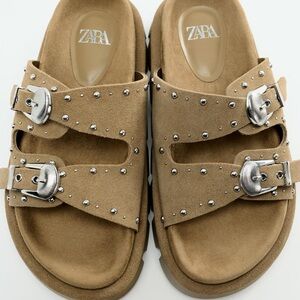 Zara buckled suede sandals